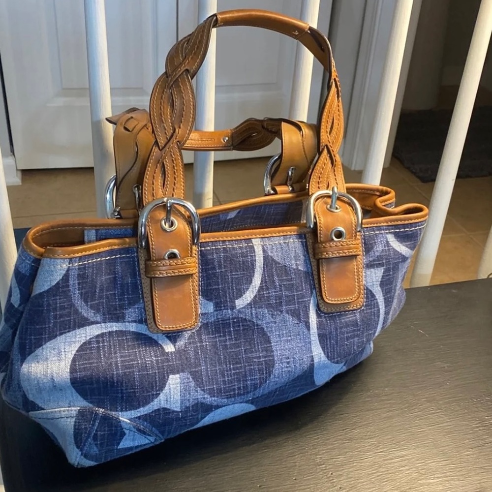 Denim coach tote